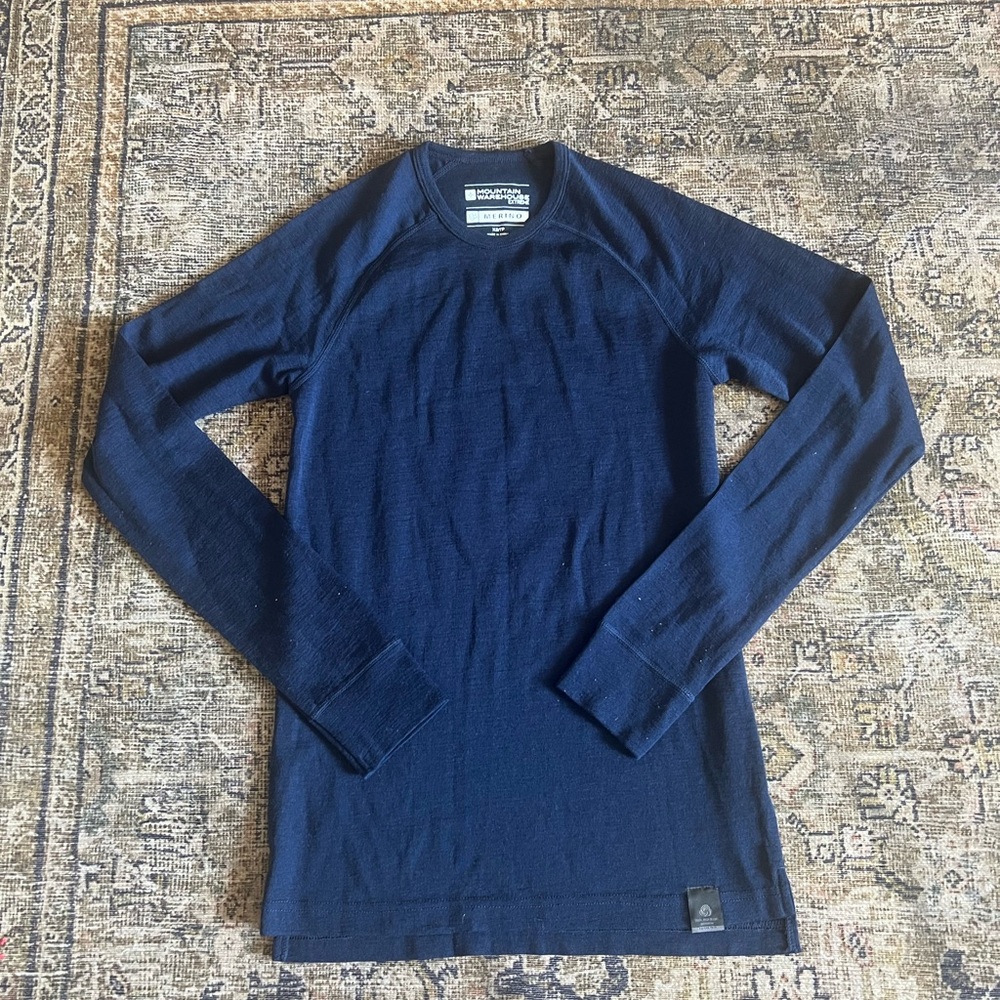 MOUNTAIN WAREHOUSE Merino Wool Navy Long Sleeve Crew Neck Shirt XS
